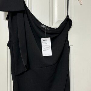 PRETTY GARDEN NWT Women's XL One Shoulder Bow Dress Ruched Bodycon Front Slit